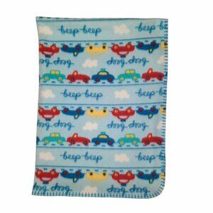 Baby Connection Beep Beep Cars Trucks Blue Security Lovey Blanket 39" X 30"